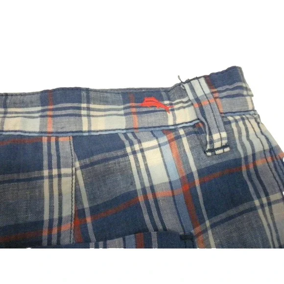 Tommy Bahama Shorts Mens 40x11‎ Blue Reversible Bermuda Plaid Flat Front Golf - Picture 6 of 8